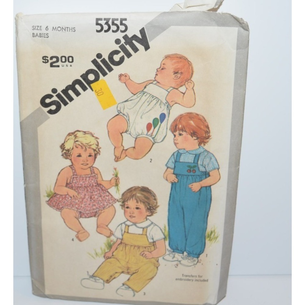 Simplicity 5355 Baby Clothes Sewing Pattern 6M Overall bibs Romper‎ sun Dress